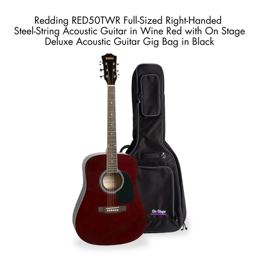 Southside Pack: Redding RED50TWR Full-Sized Right-Handed Steel-String Acoustic Guitar in Red Wine