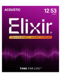 Elixir Nanoweb Phosphor Bronze Acoustic Guitar Strings E16052 Light (12-53)