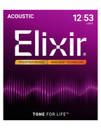 Elixir Nanoweb Phosphor Bronze Acoustic Guitar Strings E16052 Light (12-53)