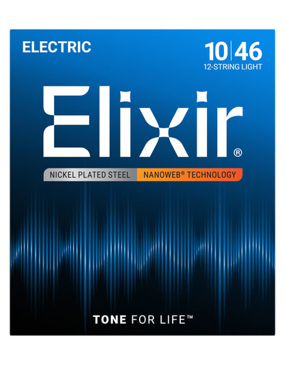 Elixir E12450 Nanoweb Nickel Plated 12 String Electric Set - Light 10-46