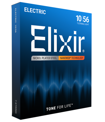 Elixir E12057 Nanoweb Nickel Plated Steel 7 String Set - Light 10-56
