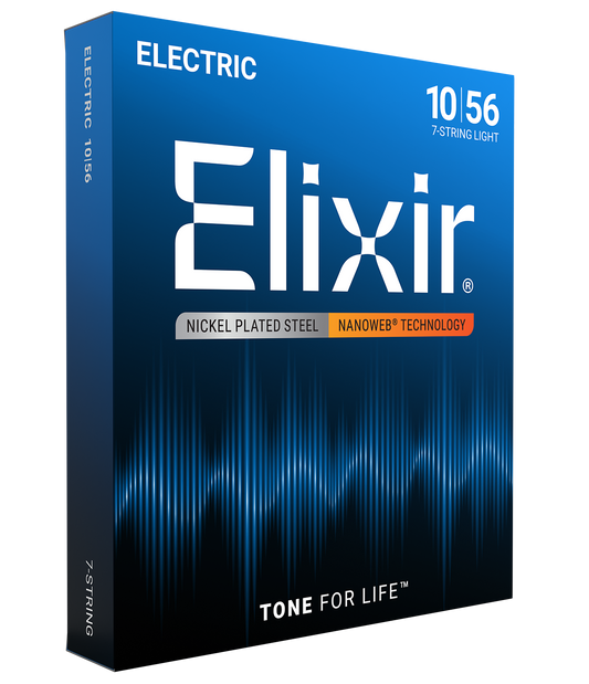 Elixir E12057 Nanoweb Nickel Plated Steel 7 String Set - Light 10-56