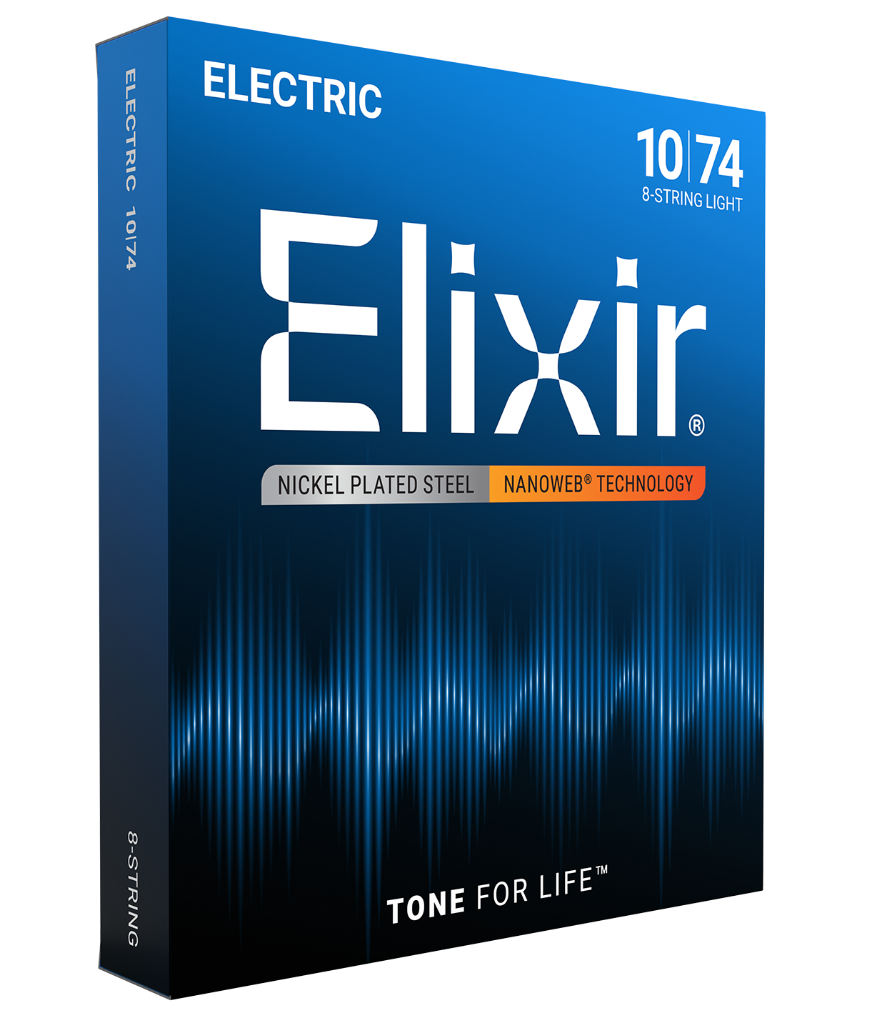 Elixir E12062 Nanoweb Nickel Plated Steel 8 String Electric Guitar Set - Light 10-74