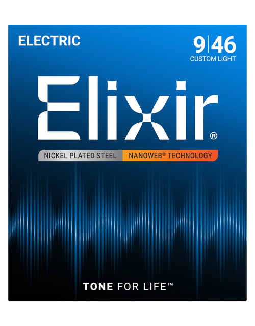 Elixir Nanoweb Nickel Plated Steel Electric Guitar Strings E12027 Custom Light (9-46)