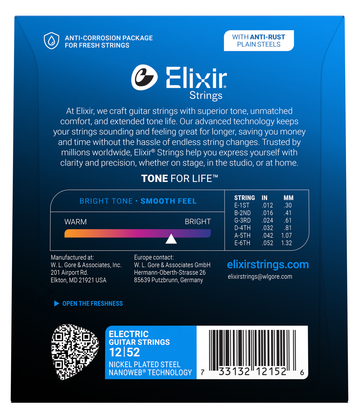 Elixir Nanoweb Nickel Plated Steel Electric Guitar Strings E12152 Heavy (12-52)