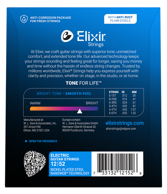 Elixir Nanoweb Nickel Plated Steel Electric Guitar Strings E12152 Heavy (12-52)