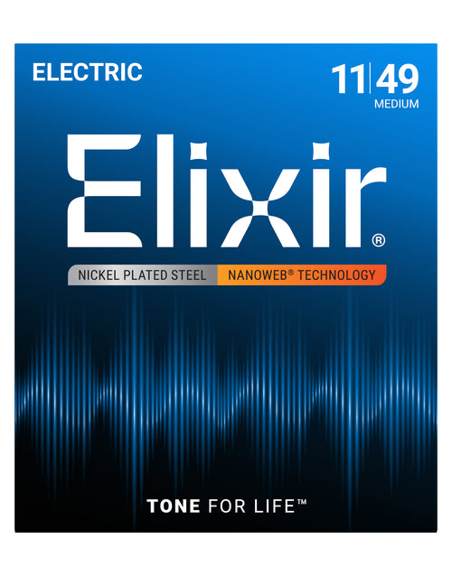 Elixir Nanoweb Nickel Plated Steel Electric Guitar Strings E12102 Medium (11-49)