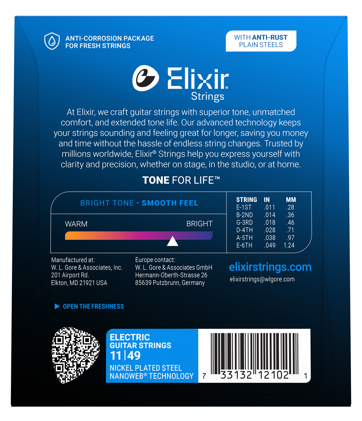 Elixir Nanoweb Nickel Plated Steel Electric Guitar Strings E12102 Medium (11-49)