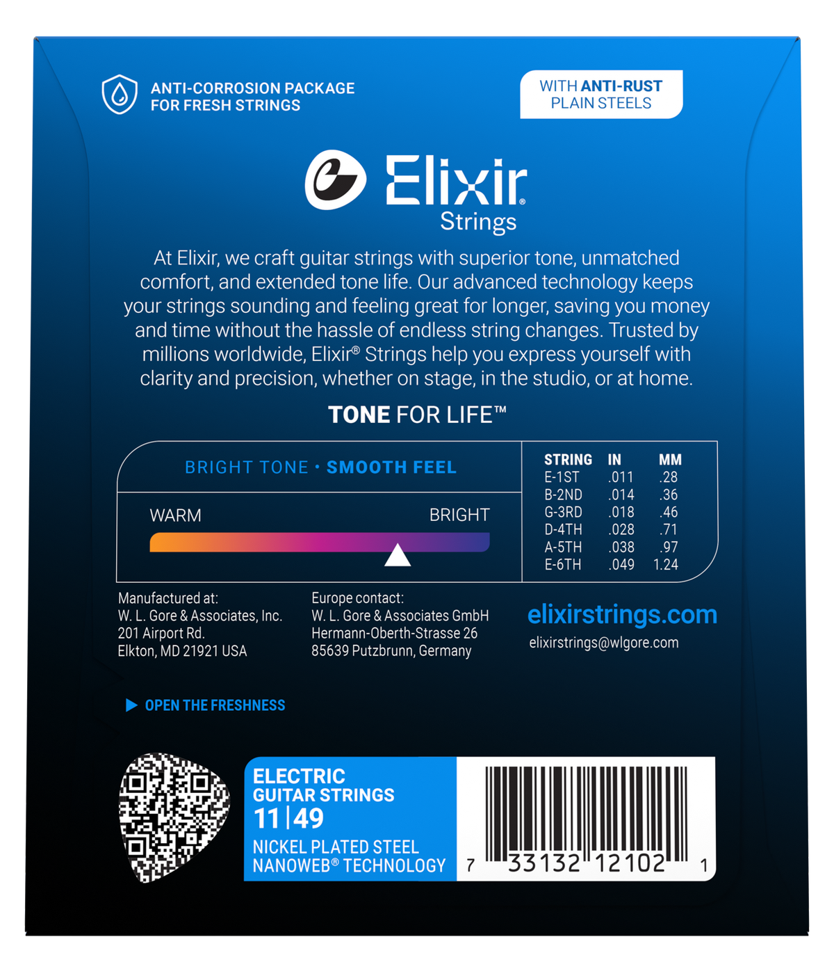 Elixir Nanoweb Nickel Plated Steel Electric Guitar Strings E12102 Medium (11-49)