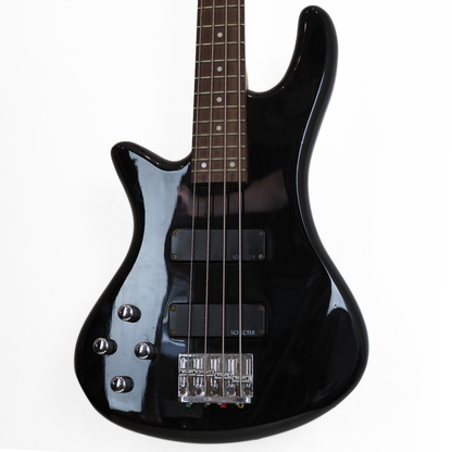 2008 Schecter Diamond Series Left-Handed Deluxe 4-String Bass Guitar in Stiletto Black