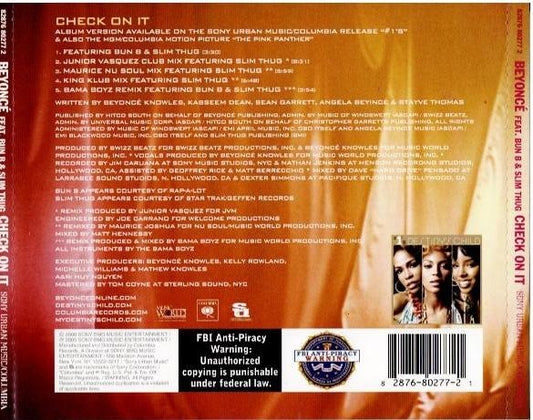 Beyoncé Featuring Bun B & Slim Thug – Check On It (CD, Maxi-Single)