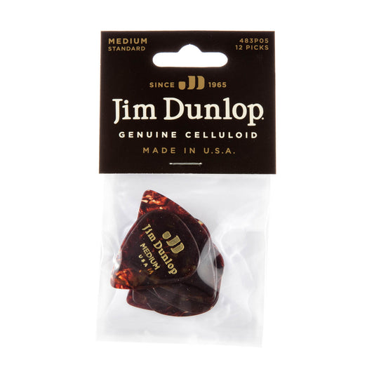Jim Dunlop JP4M Medium Shell Celluloid Picks (12 Pack)