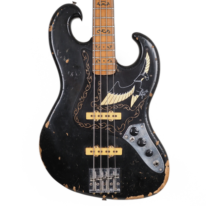 1977 Ibanez Black Eagle Electric Bass Guitar in Worn Gloss Black