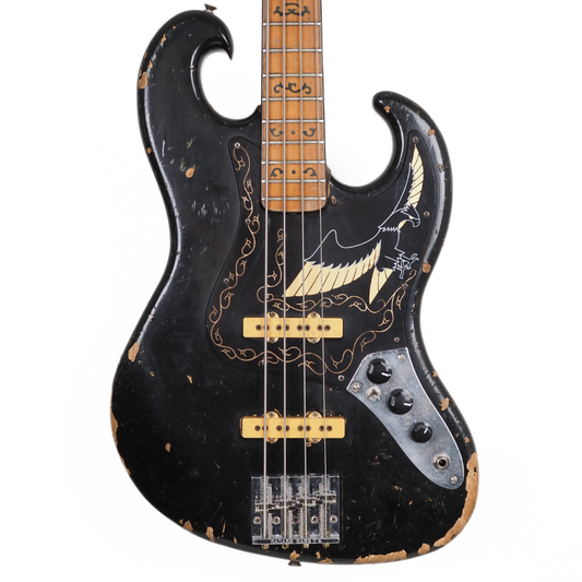 1977 Ibanez Black Eagle Electric Bass Guitar in Worn Gloss Black