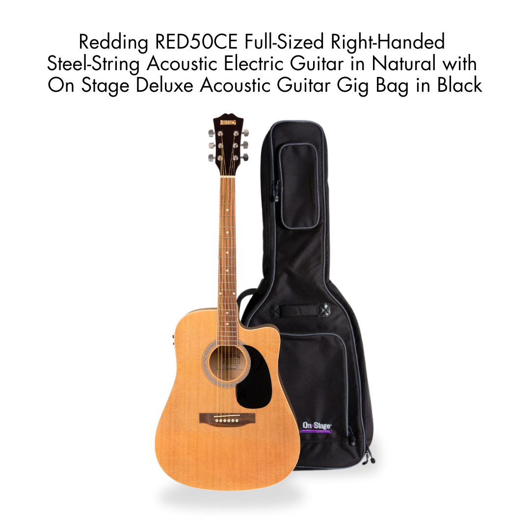 Southside Pack: Redding RED50CE Full-Sized Right-Handed Steel-String Acoustic Electric Guitar in Natural Finish