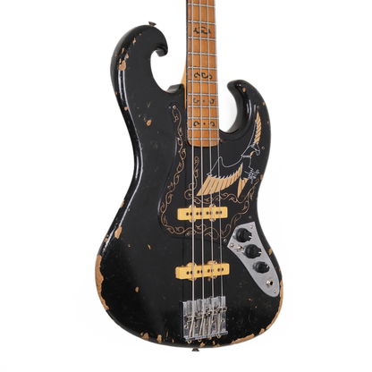 1977 Ibanez Black Eagle Electric Bass Guitar in Worn Gloss Black