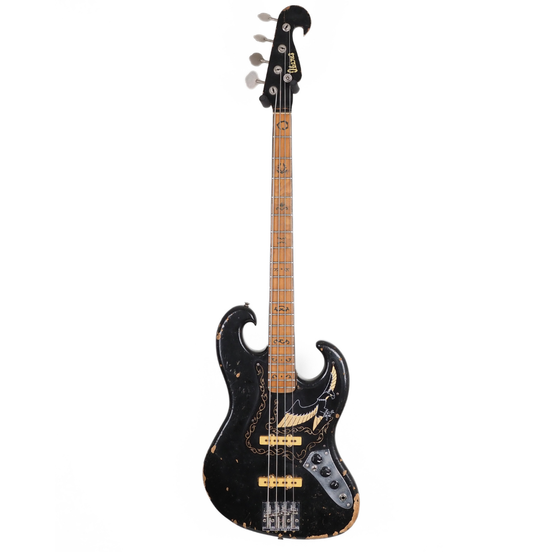 1977 Ibanez Black Eagle Electric Bass Guitar in Worn Gloss Black