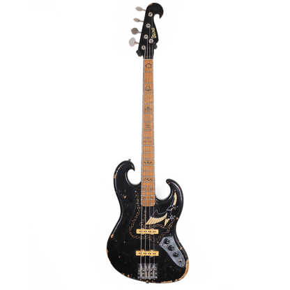 1977 Ibanez Black Eagle Electric Bass Guitar in Worn Gloss Black