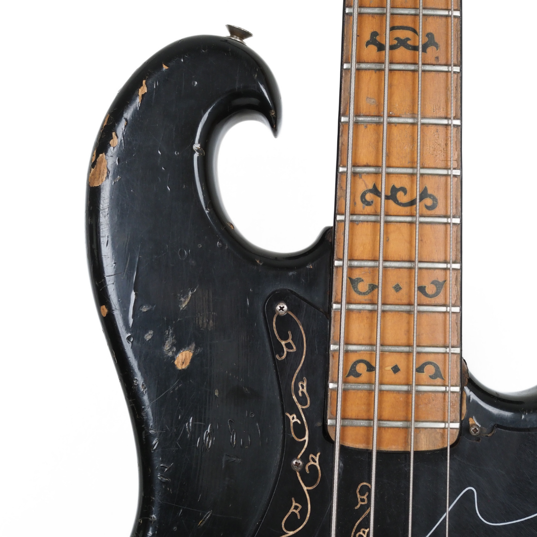 1977 Ibanez Black Eagle Electric Bass Guitar in Worn Gloss Black