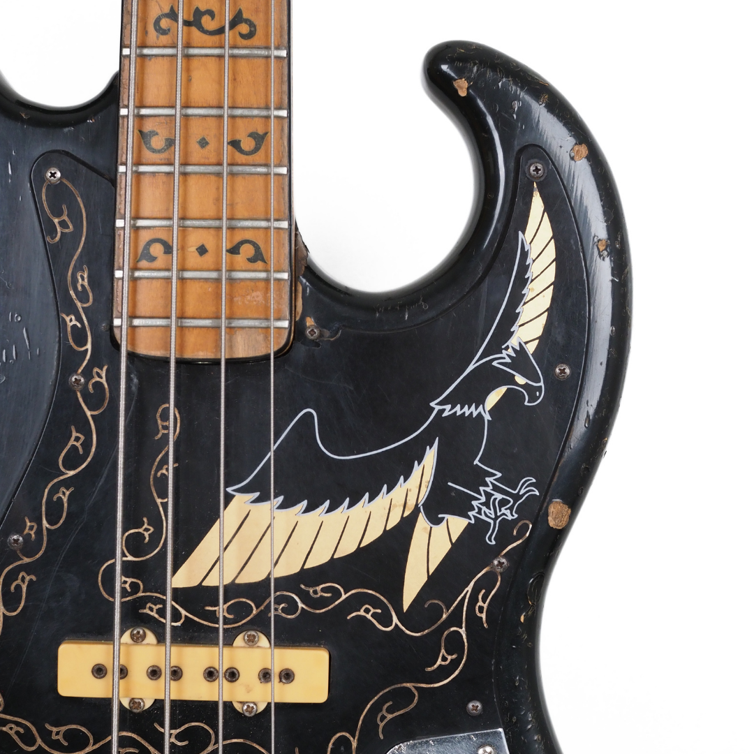 1977 Ibanez Black Eagle Electric Bass Guitar in Worn Gloss Black