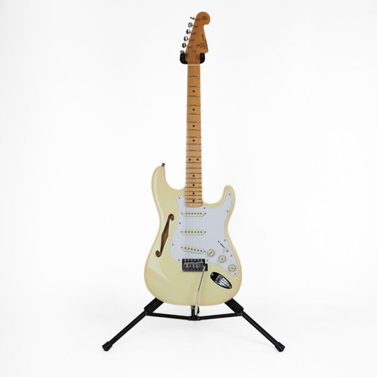 SX VTG Series Alder Strat-Style Electric Guitar with F-Hole in Vintage Cream