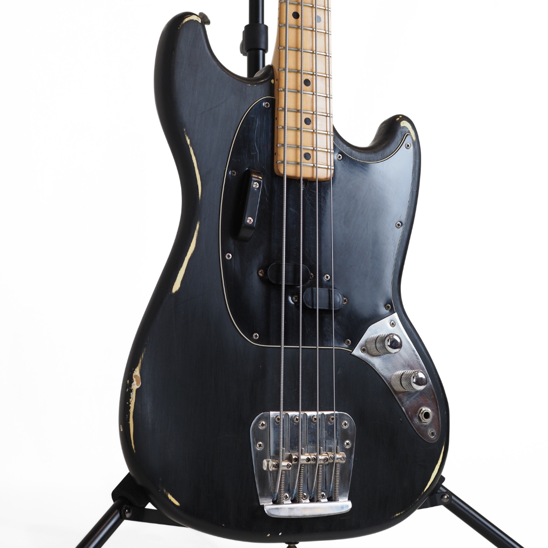 1977 Fender Mustang Short-Scale Bass Guitar in Custom Black Finish