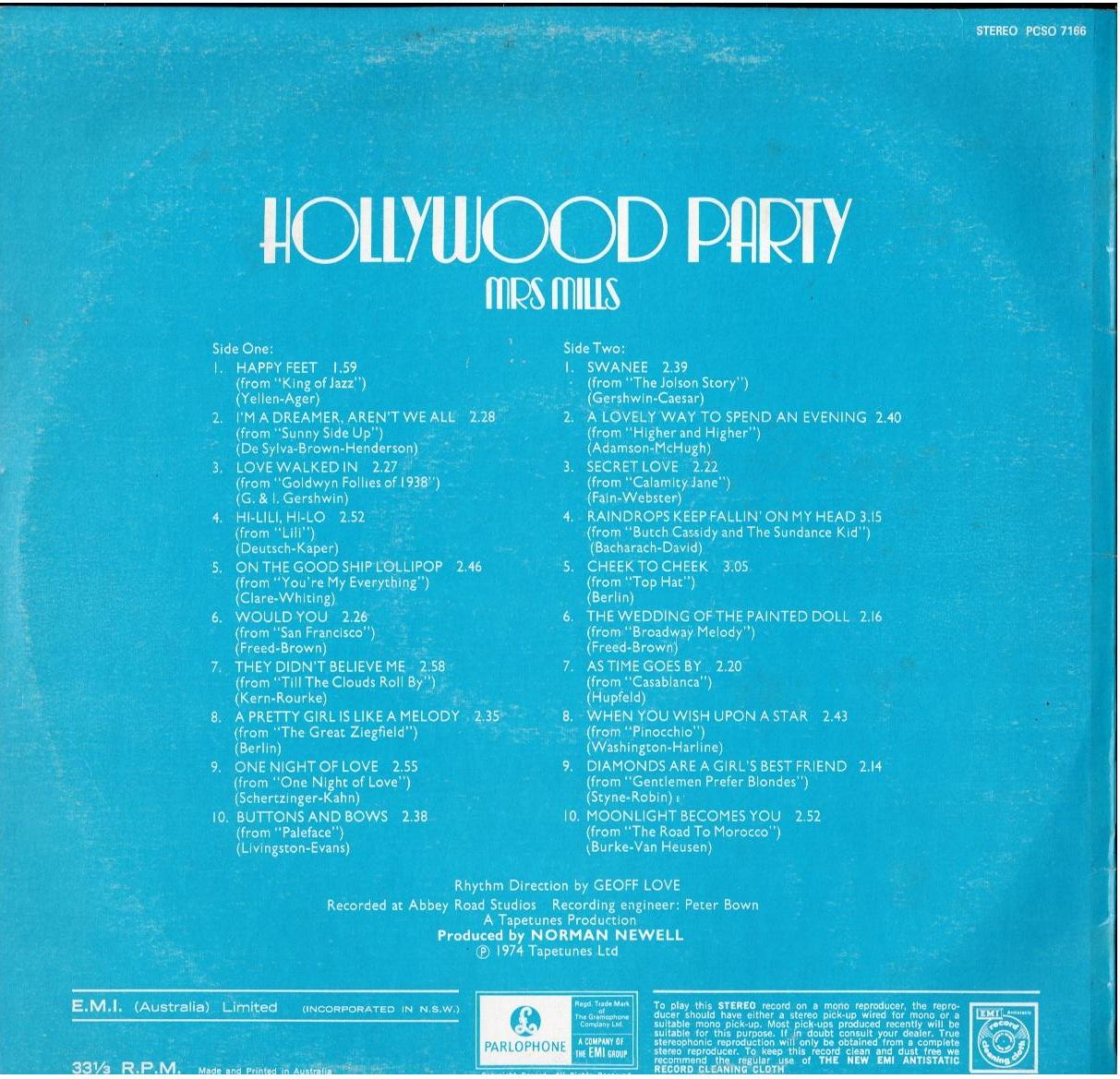 Mrs. Mills – Hollywood Party (Vinyl, LP, Album, Stereo)