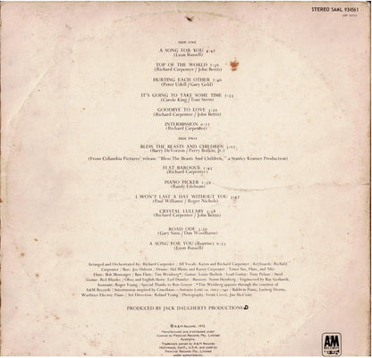 Carpenters – A Song For You (Vinyl, LP, Album)