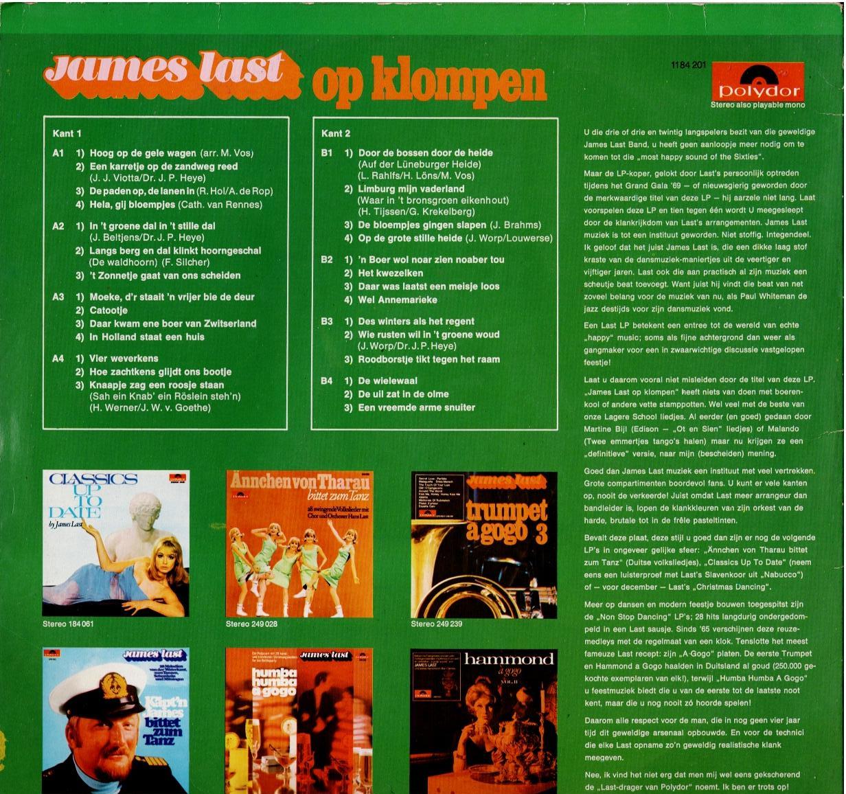 James Last & His Orchestra – James Last Op Klompen (Een Potpourri Van 28 Volksliedjes) (Vinyl, LP, Reissue)