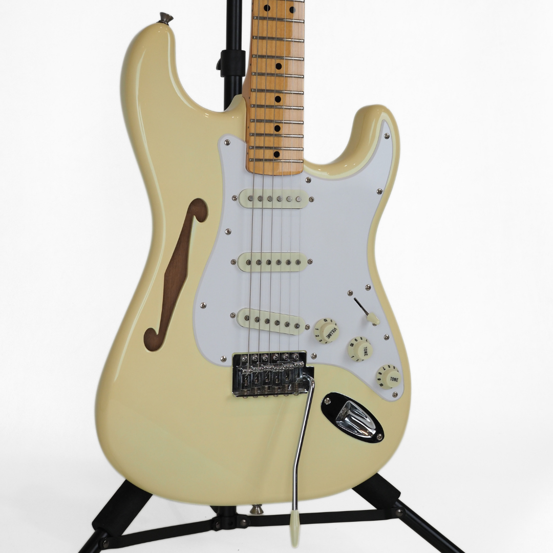 SX VTG Series Alder Strat-Style Electric Guitar with F-Hole in Vintage Cream