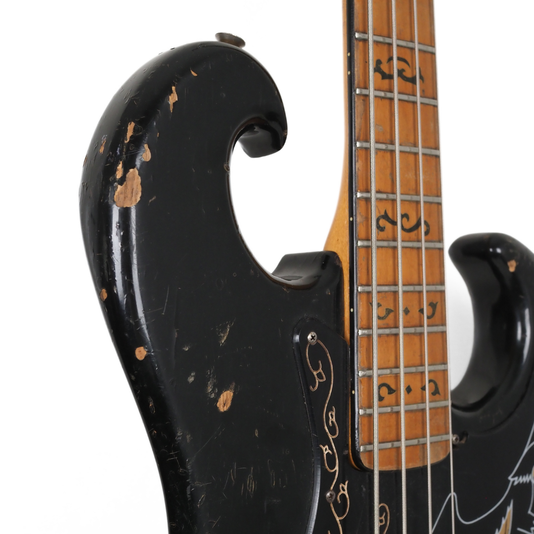 1977 Ibanez Black Eagle Electric Bass Guitar in Worn Gloss Black
