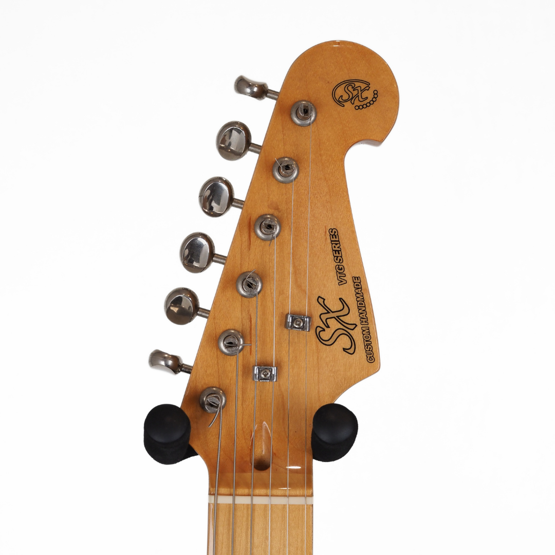 SX VTG Series Alder Strat-Style Electric Guitar with F-Hole in Vintage Cream