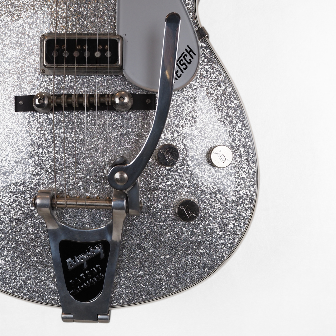 1999 Gretsch G6129 Sparkle Jet MIJ Electric Guitar in Silver Sparkle