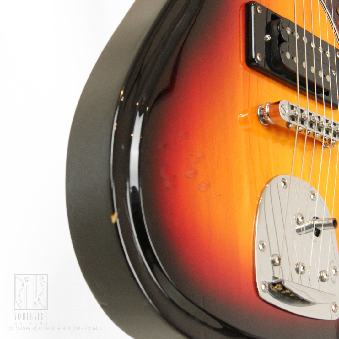 Eastwood Univox Hi-Flier Custom Reissue Electric Guitar in Sunburst Rose (Modified)