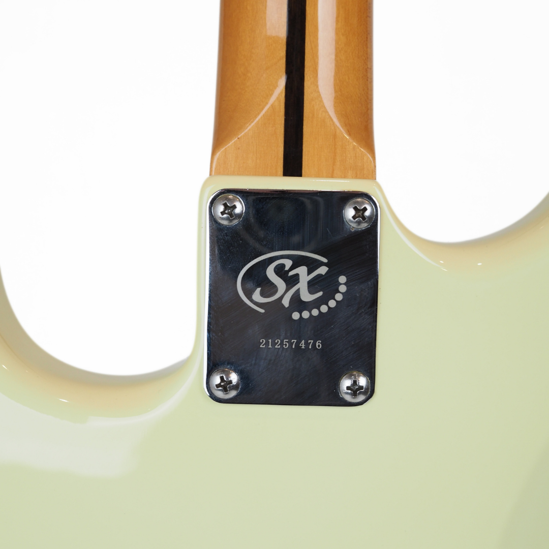 SX VTG Series Alder Strat-Style Electric Guitar with F-Hole in Vintage Cream