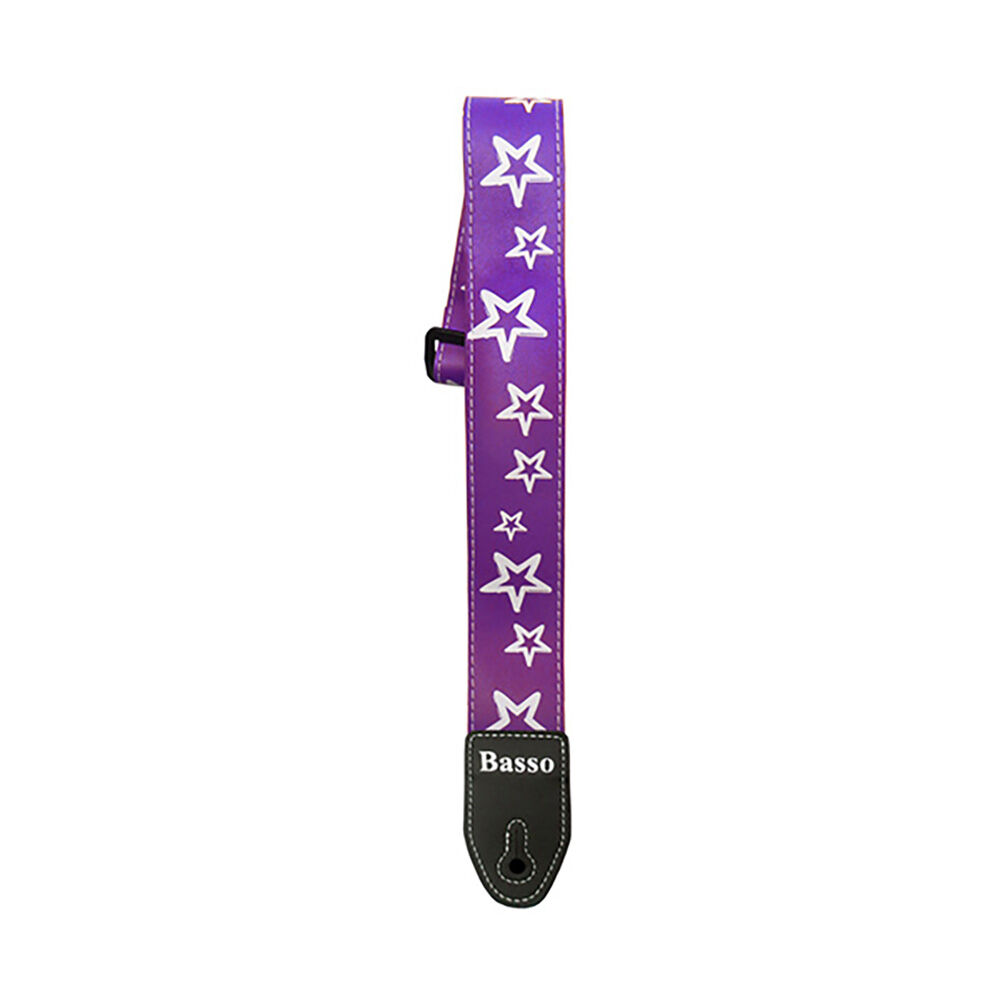 Ecostrap by Basso SF71PL Synthetic Purple Stars Guitar Strap
