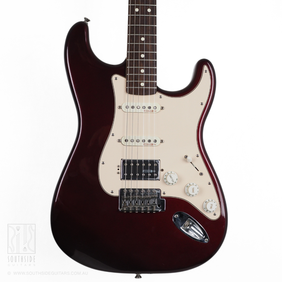 Fender Standard Strat HSS Mexican Electric Guitar in Midnight Wine (with Kinman Pickups)