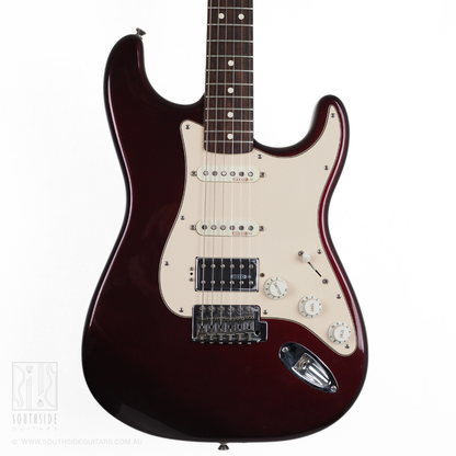Fender Standard Strat HSS Mexican Electric Guitar in Midnight Wine (with Kinman Pickups)