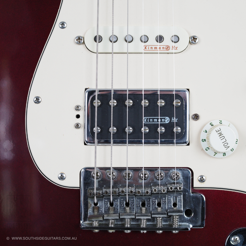 Fender Standard Strat HSS Mexican Electric Guitar in Midnight Wine (with Kinman Pickups)