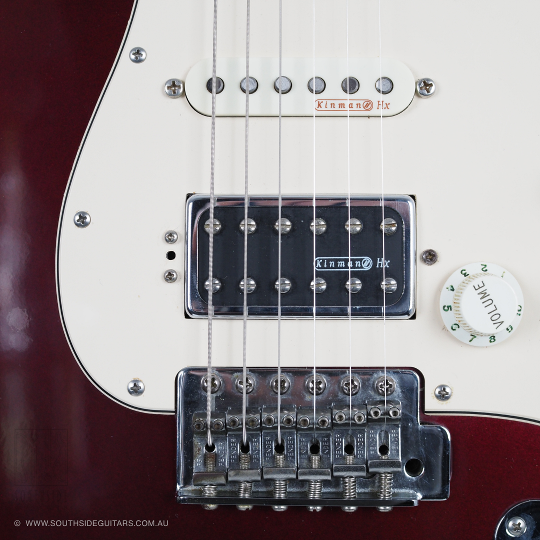 Fender Standard Strat HSS Mexican Electric Guitar in Midnight Wine (with Kinman Pickups)