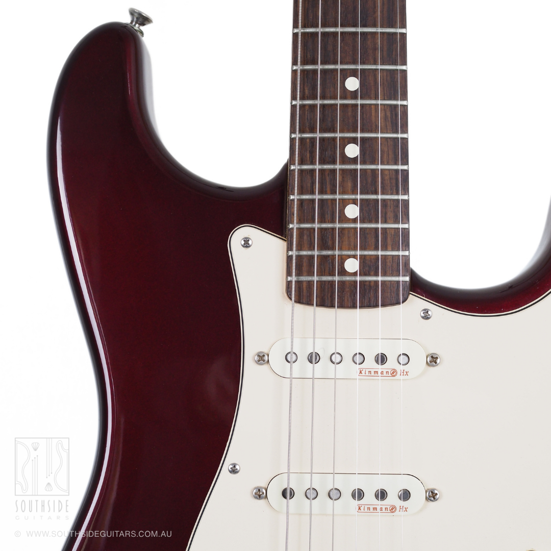 Fender Standard Strat HSS Mexican Electric Guitar in Midnight Wine (with Kinman Pickups)