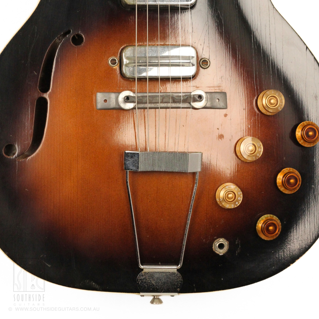 1960s Kay K573 TrueTone Speed Demon Thinline Semi-Hollowbody Electirc Guitar in Tobacco Sunburst
