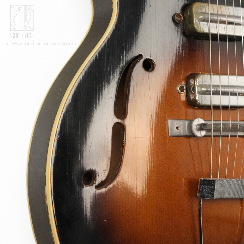 1960s Kay K573 TrueTone Speed Demon Thinline Semi-Hollowbody Electirc Guitar in Tobacco Sunburst