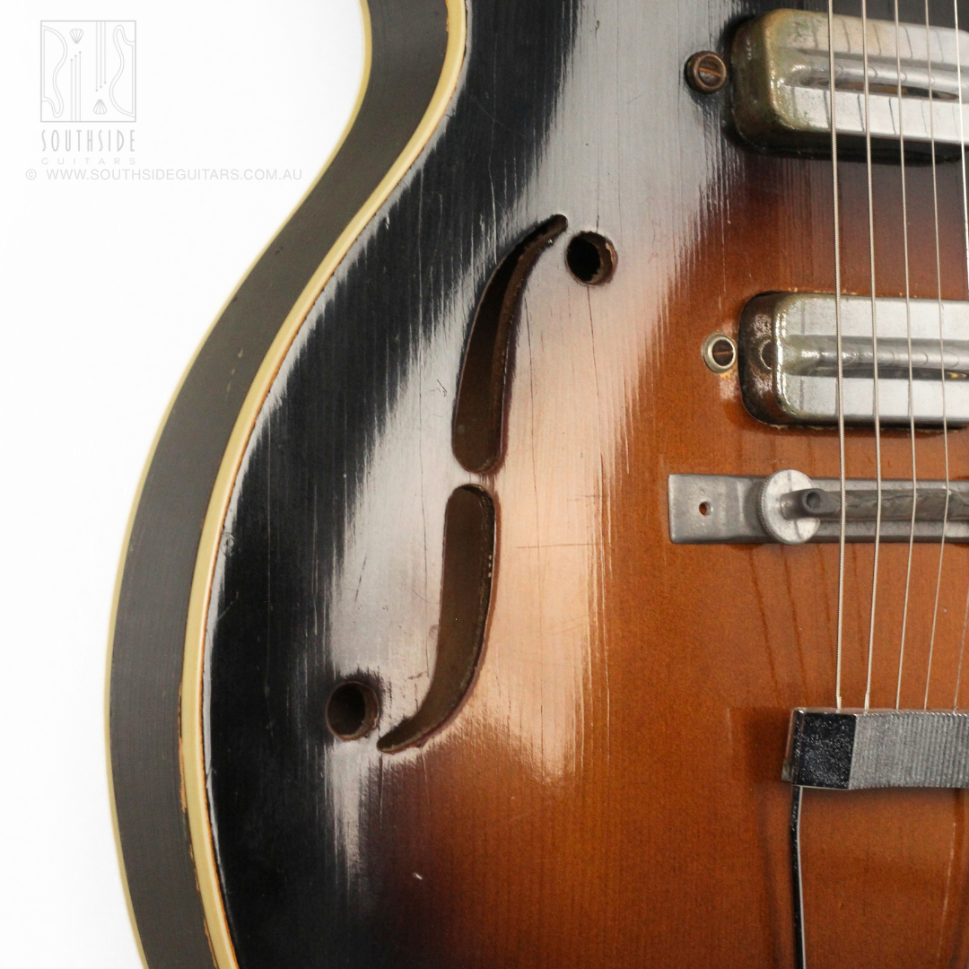 1960s Kay K573 TrueTone Speed Demon Thinline Semi-Hollowbody Electirc Guitar in Tobacco Sunburst