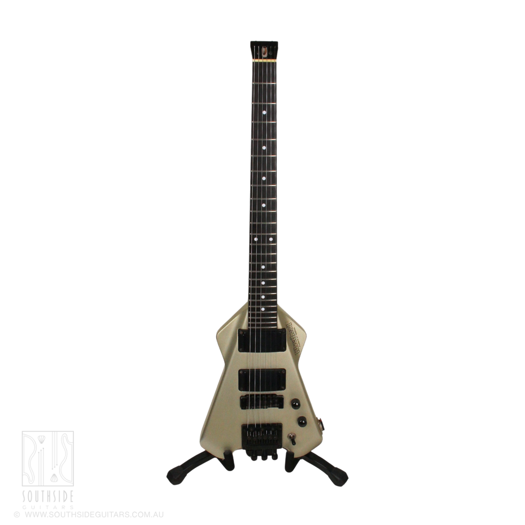 1980s Riverhead RUG-2090 Unicorn Headless Electric Guitar in Silver
