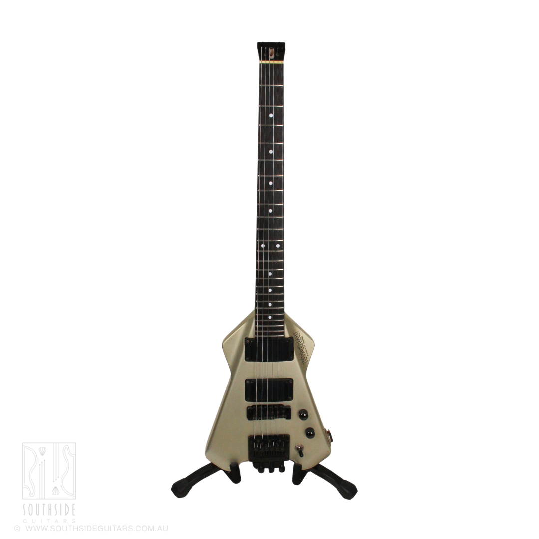 1980s Riverhead RUG-2090 Unicorn Headless Electric Guitar in Silver