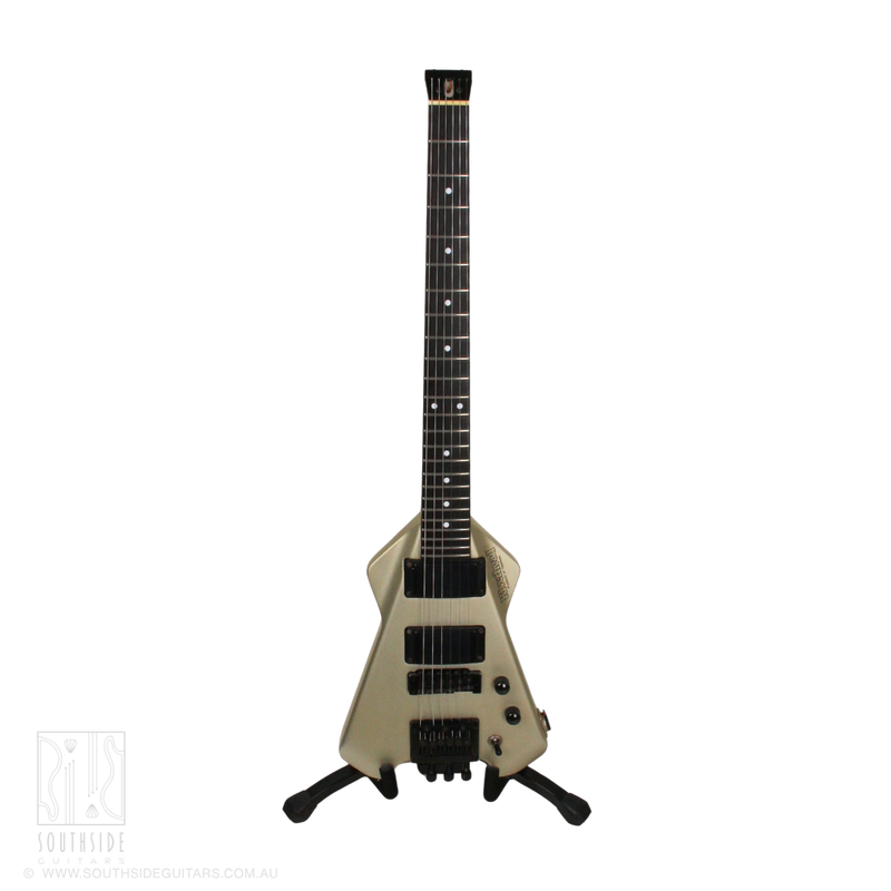 1980s Riverhead RUG-2090 Unicorn Headless Electric Guitar in Silver