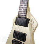 1980s Riverhead RUG-2090 Unicorn Headless Electric Guitar in Silver