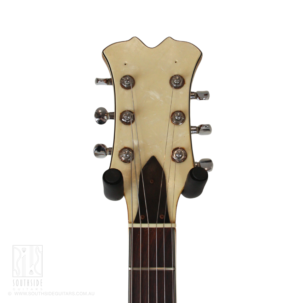 1960s Aria MIJ Offset Hollowbody Thinline Electric Guitar in Red Burst