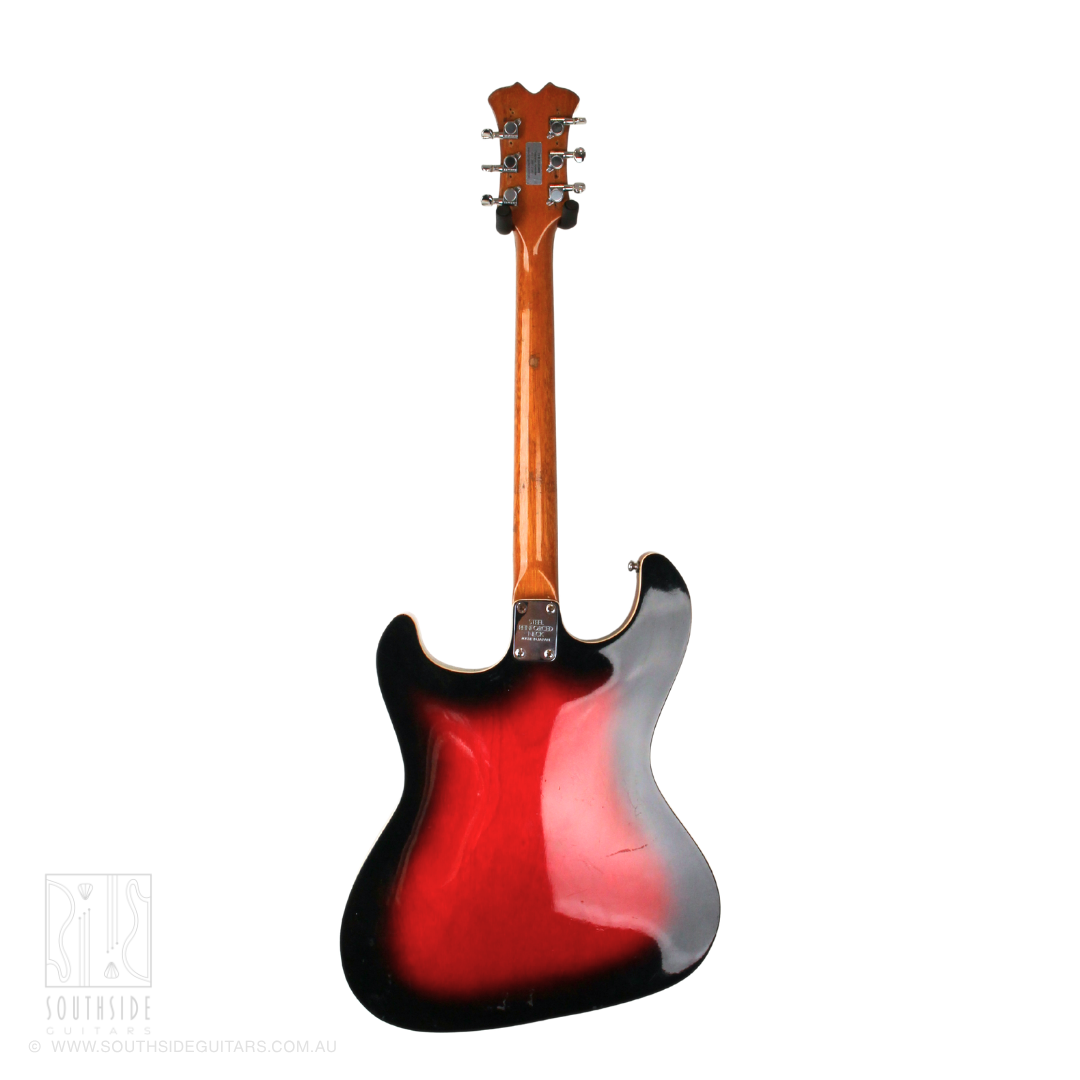 1960s Aria MIJ Offset Hollowbody Thinline Electric Guitar in Red Burst